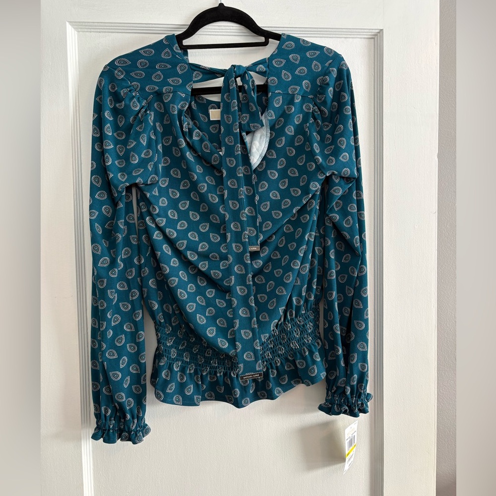 NWT Michael Kors Patterned Long Sleeve Blouse Size Medium